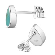 Turquoise Drop Silver Stud Earrings, e333